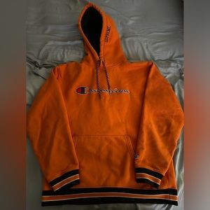 RARE Supreme x Champion Hoodie Sweatshirt Orange Size XL